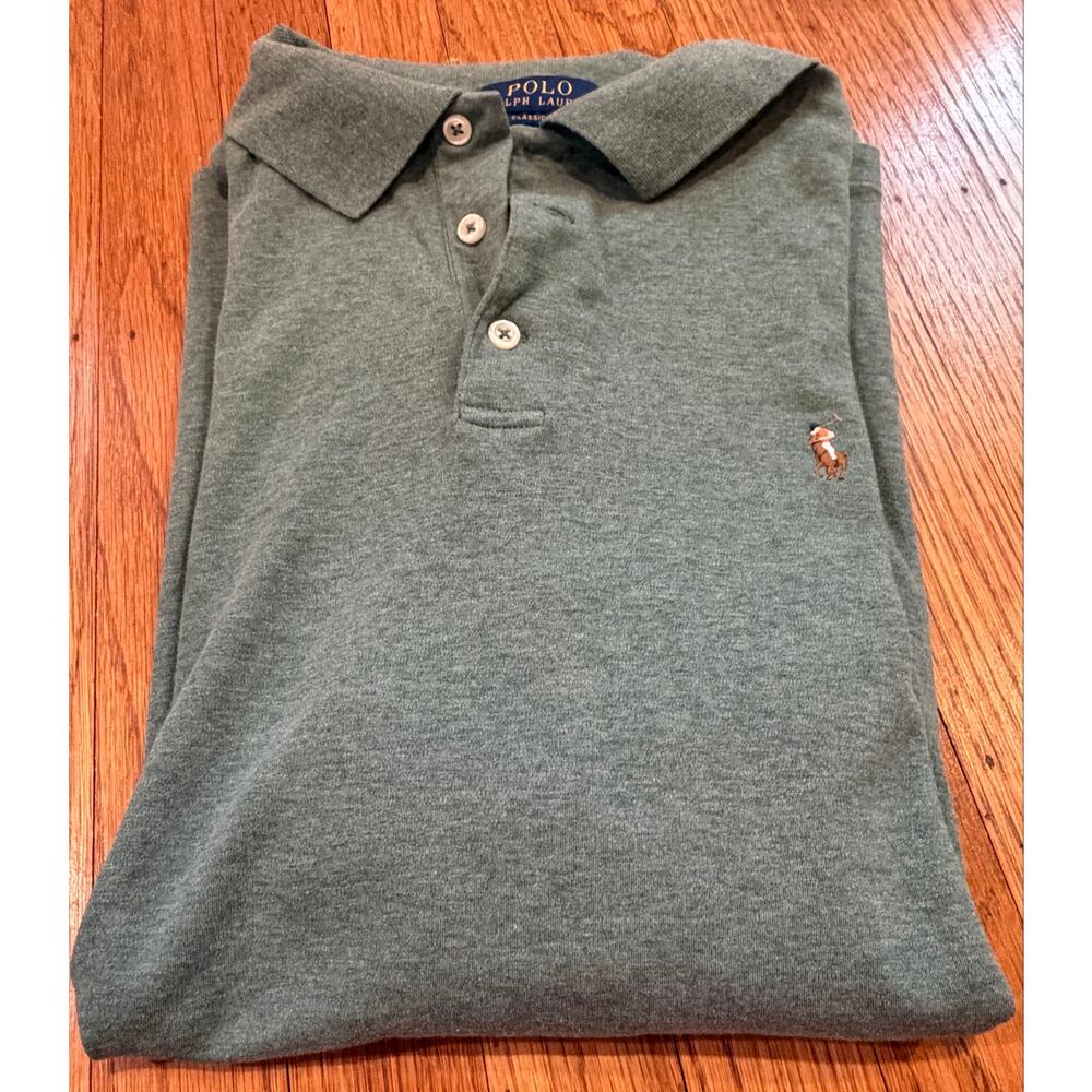 Polo Ralph Lauren Men’s Large Green Heather Polo Shirt Classic Fit